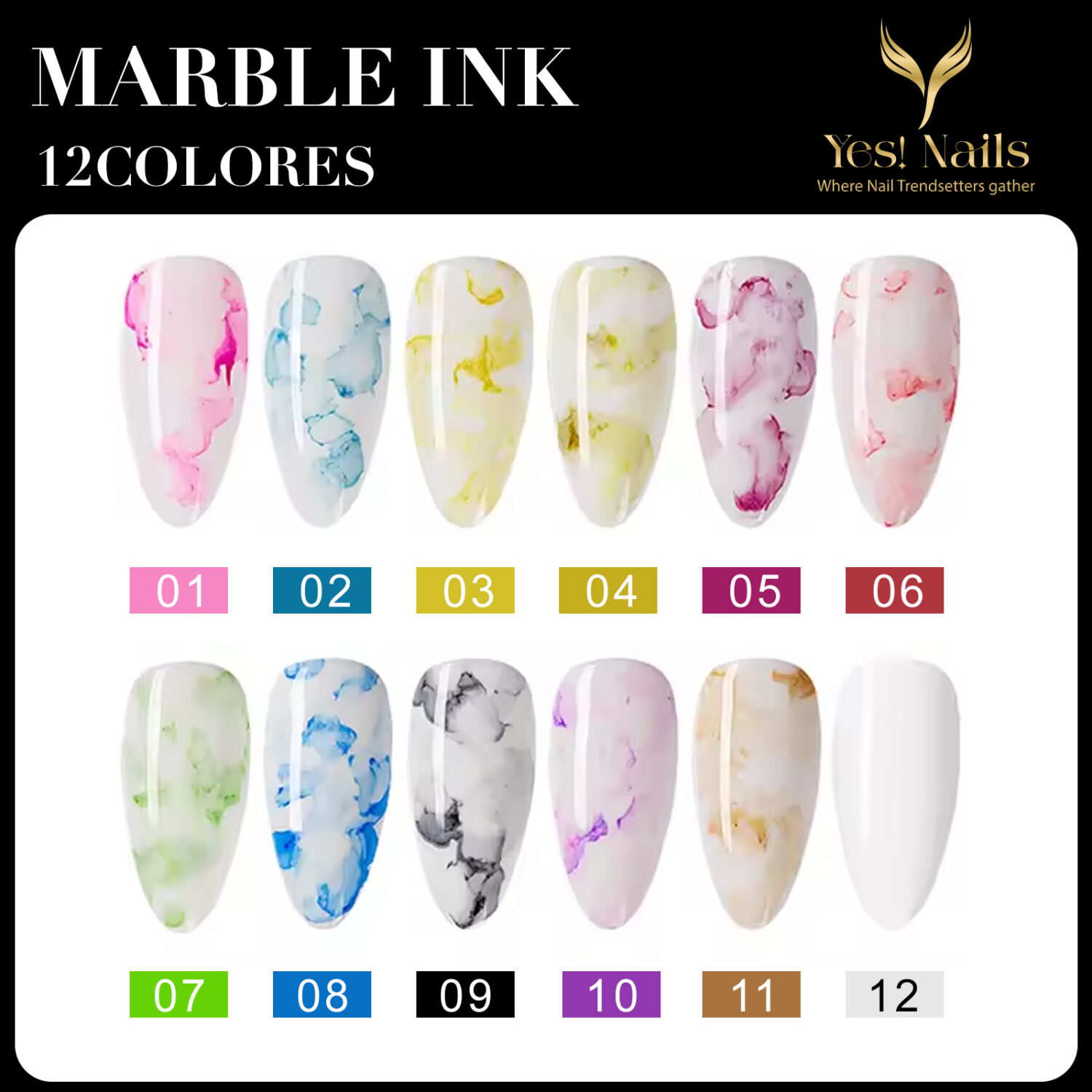 Alternative view of WATER MARBLE INK BLOOMING GEL POLISH SET