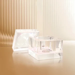 LARGE GLASS RAINBOW DAPPEN DISH with Lid