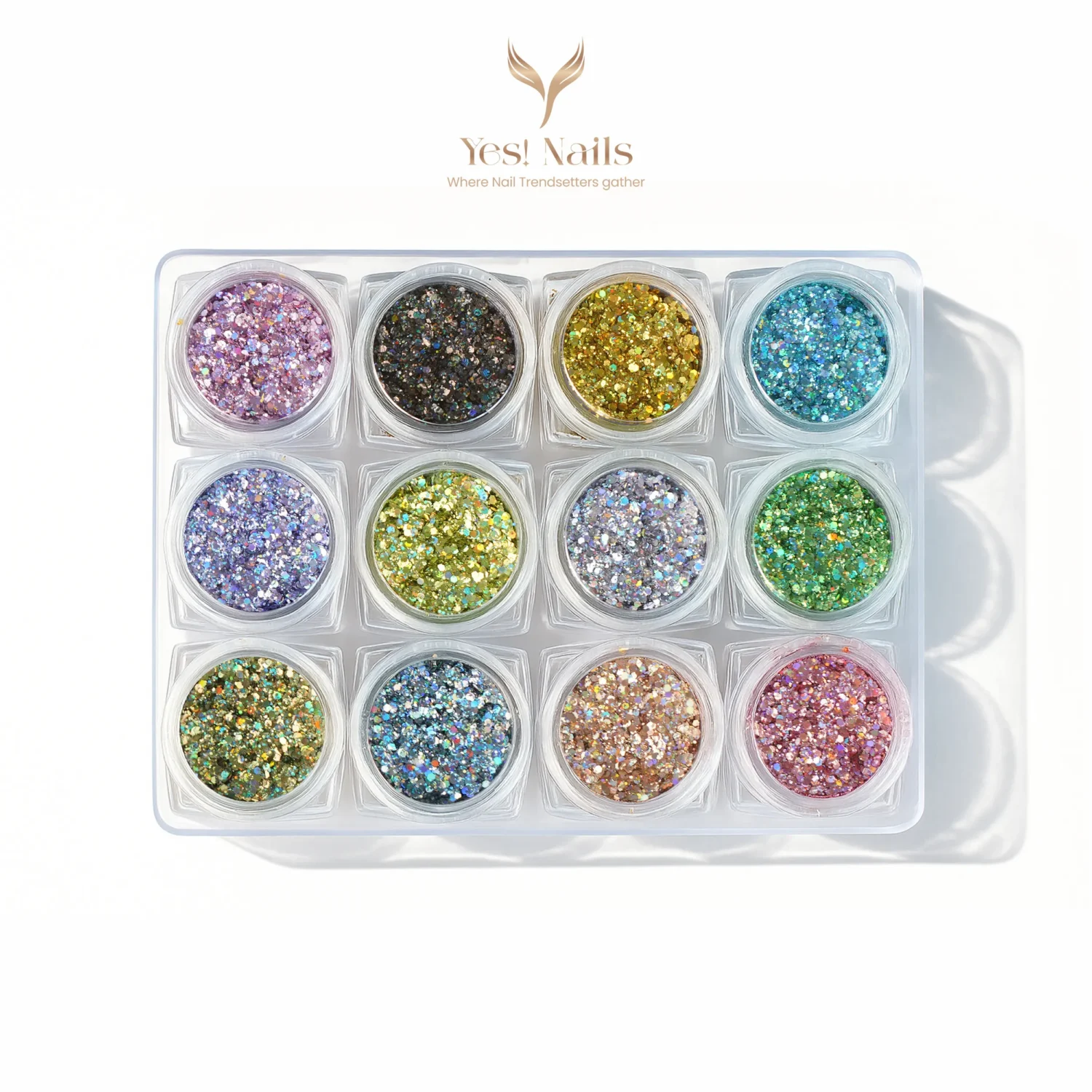 Alternative view of Rainbow Holographic Nail Glitter Set