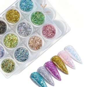 Rainbow Holographic Nail Glitter Set