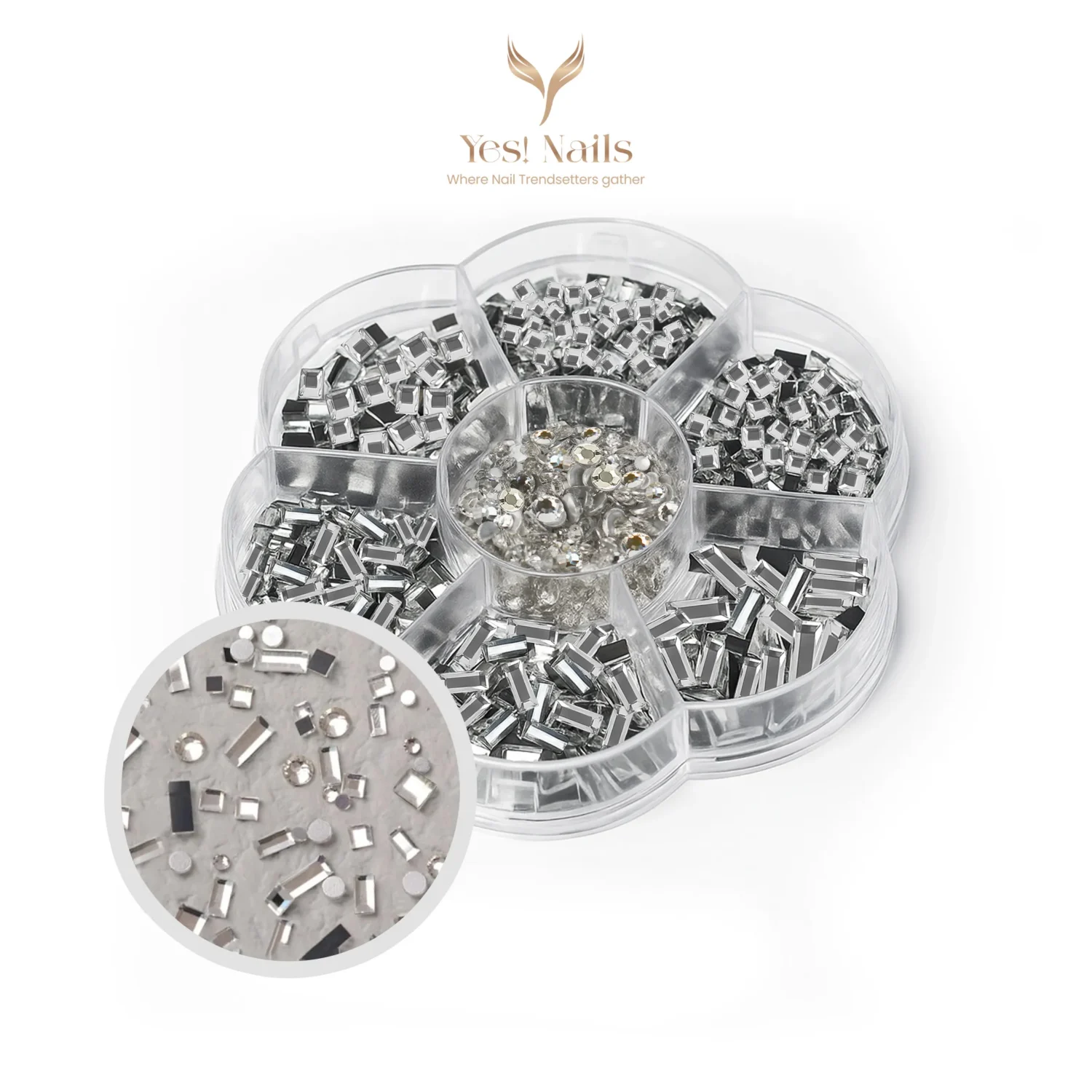 Silver Metal Nail Charms Set