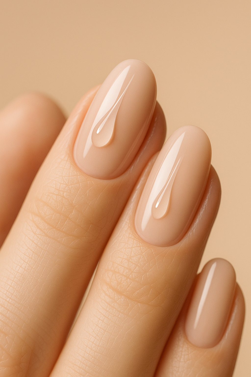 Minimalist 3D gel raindrop accents on nude nails