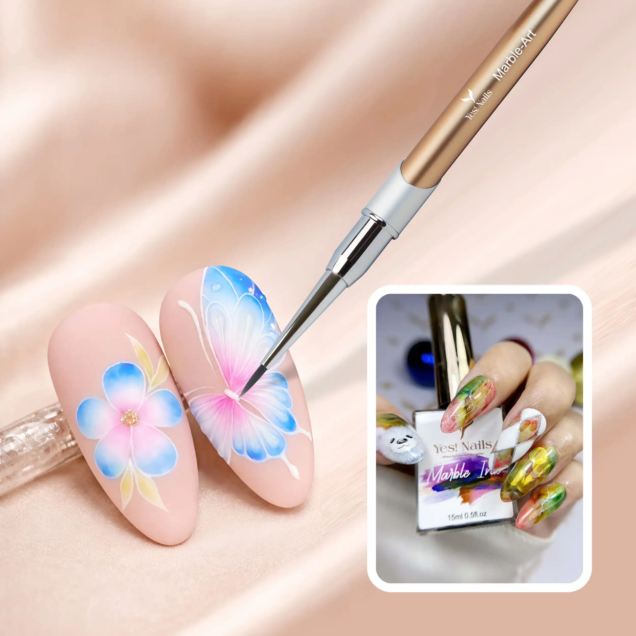 MARBLE & 3D FLOWER NAIL ART BRUSH - Image 2